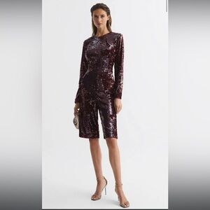 Reiss Sequin culotte romper with pockets